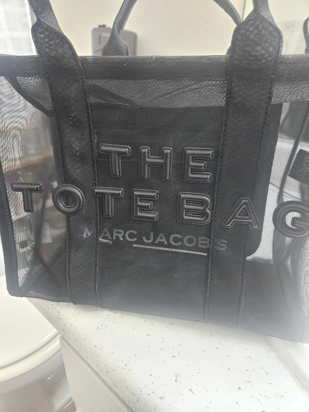 Marc Jacobs Black Mesh Tote with Logo Patch